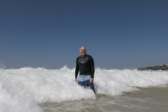 Rob Brander, known as Dr Rip, goes for a swim before lunch at the Tamarama Kiosk.