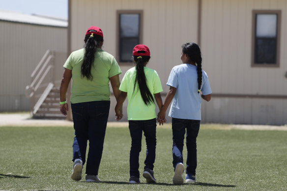 Immigrants at the ICE South Texas Family Residential Centre in Dilley.