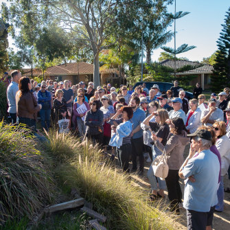 Edgewater residents in the City of Joondalup gathered recently to protest a medium density infill development.