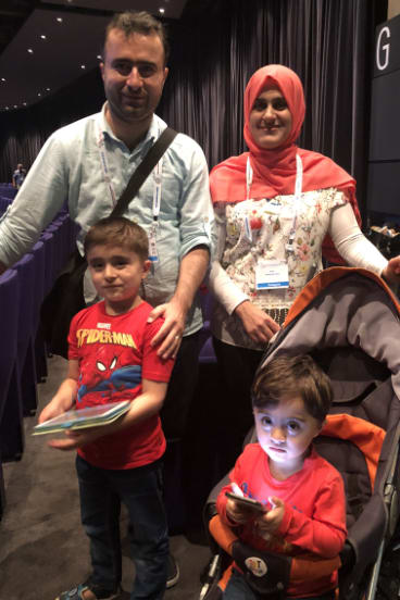 Sangar Hasan and Srwa Amin with their children Sam and Arya (right) at the congress in Glasgow.