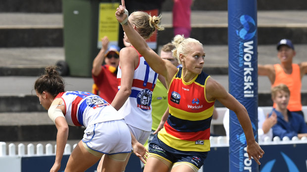 Leading the way: Crows captain Erin Phillips is tearing up in the AFLW.