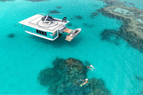 Snorkelling off the Heart Reef pontoon.