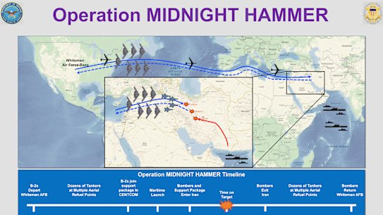 This image shows a chart that the Pentagon says describes the logistics of the attack on Iran.