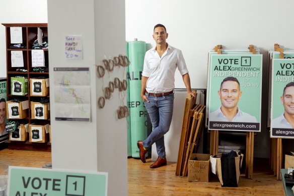 Independent MP for Sydney Alex Greenwich at his campaign office in Surry Hills.