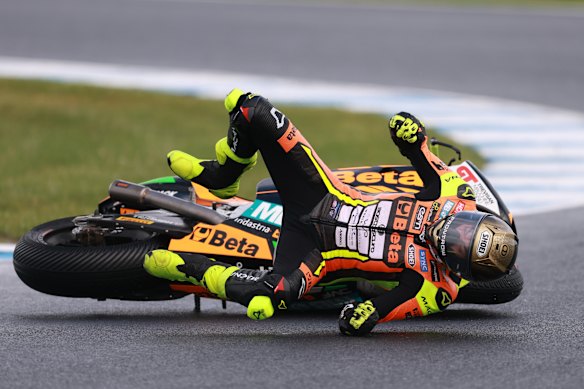 Italy’s Luca Lunetta took a spill on the circuit during Saturday’s action.