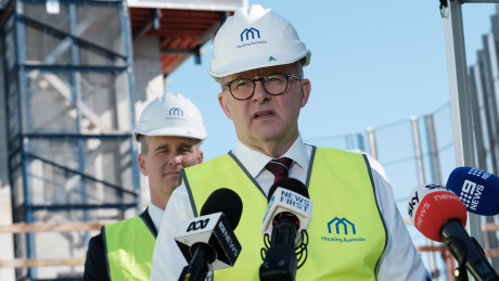 Anthony Albanese attended a housing construction project in western Sydney on Tuesday.