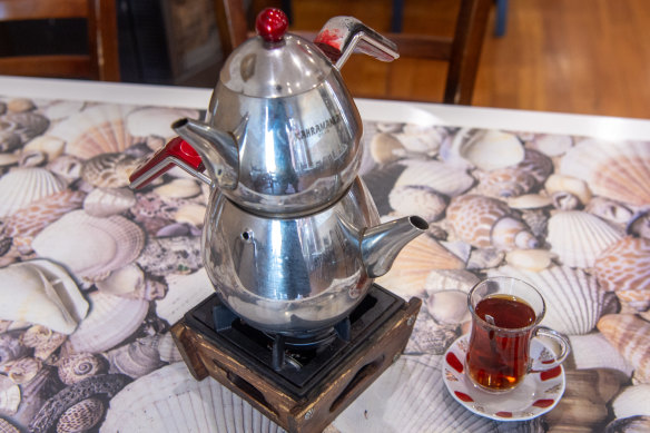 Turkish tea comes in a two-layer kettle.