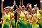 The Diamonds thank their families and supporters after winning the bronze medal match.