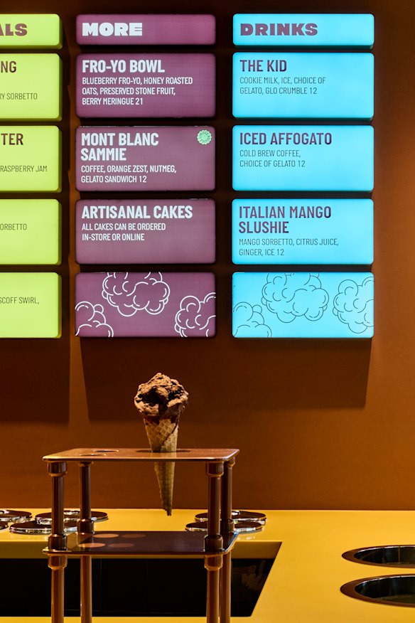 Menu options at Glo Gelato.