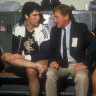 Carlton captain Stephen Kernahan with John Elliott in 1988. 