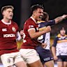 Marcus Smith of the British & Irish Lions celebrates after scoring.
