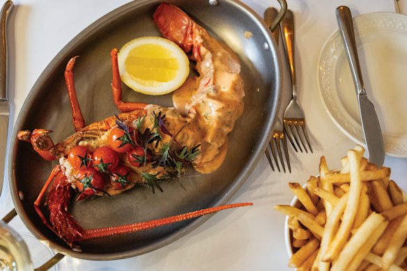 Homard frites (southern rock lobster, sauce choron and frites) from Entrecote.
