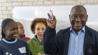 South African President Cyril Ramaphosa casts his ballot on Wednesday.