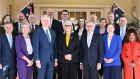  Governor-General Sam Mostyn, centre, and Anthony Albanese with the new ministerial team after they were sworn  in.