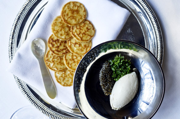 N25 Kaluga caviar and blinis at The Bar, InterContinental Double Bay.