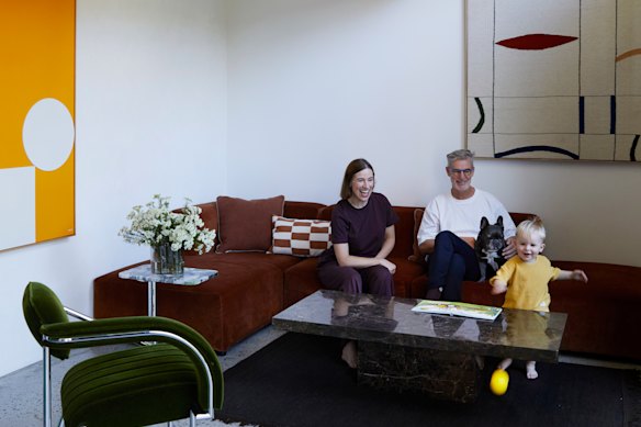 Ben and Diana Mitchell, pictured here with son Jude and dog Bleu, were keen to retain the character of the building.