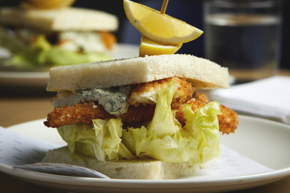 The famous crumbed fish sandwich at Hero at ACMI.