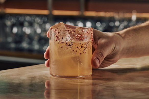 Spicy marg with harissa and baharat salt. 