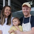 Tania Ho and Ben Sinfield with their daughter Rosie at Rosie’s Proper Fish and Chips.