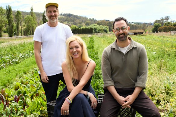 Darren Robertson, Annie Cannon-Brookes and Andy Allen at Burradoo.