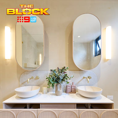 The Block 2026 Room Reveals House 2 Main Bathroom Chantel and Wyatt