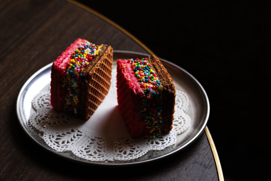 The fairy bread ice-cream sandwich.