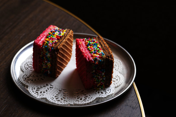 The fairy bread ice-cream sandwich.