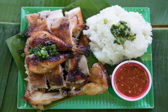 Grilled chicken with sticky rice at Hai Au Lang Nuong in Canley Vale.