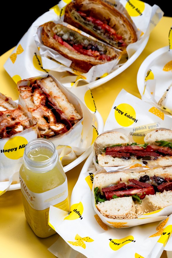 Sandwiches and bagels.