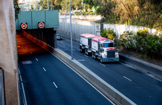 A truck moves through Sydneyâ€™s M5 East.