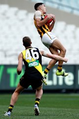 Tyler Brockman takes a big mark.