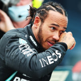 Lewis Hamilton celebrates winning his seventh F1 championship.