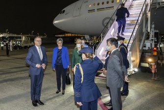 Prime Minister Anthony Albanese and Minister for Foreign Affairs Penny Wong arrive in Tokyo.