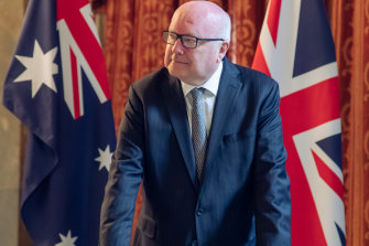 Outgoing high commissioner to the UK, George Brandis, at Australia House.