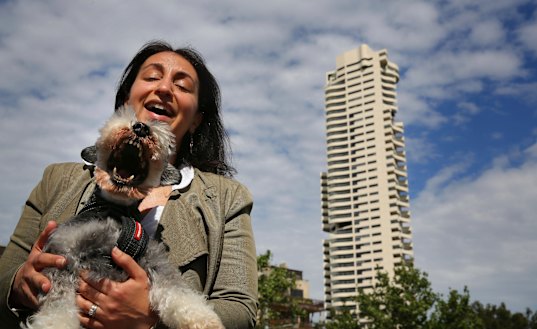 Jo Cooper won her five-year battle to keep her pet, Angus, at The Horizon, a luxury Sydney apartment block. 