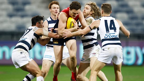 Star Demons defender Jake Lever taking on the Cats in round 23.
