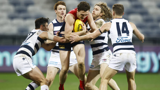 Star Demons defender Jake Lever taking on the Cats in round 23.