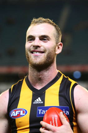 Winning grin: The leading vote-winner after 23 home-and-away rounds, Tom Mitchell.