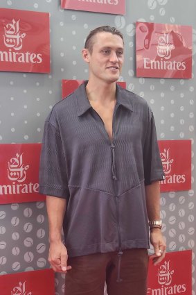 Collingwood captain Darcy Moore at an Emirates dinner on Tuesday.