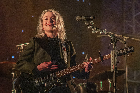 Phoebe Bridgers performing at Glastonbury last June. She’s currently touring Australia as part of the Laneway Festival.