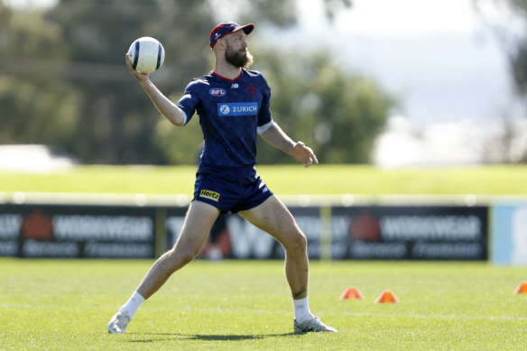 Captain Max Gawn at Melbourne training on Tuesday.