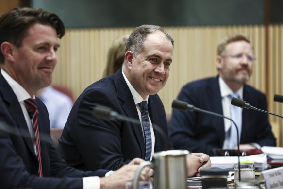ABC managing director David Anderson speaks at an Environment and Communications Legislation Committee at Parliament House on Tuesday.