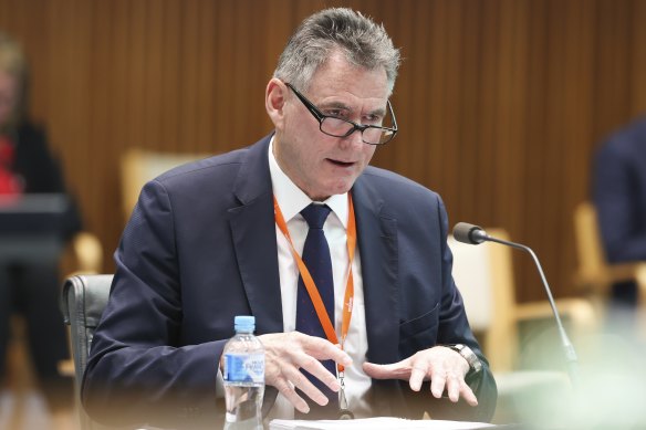 NAB chief executive Ross McEwan at a parliamentary committee hearing on Friday.