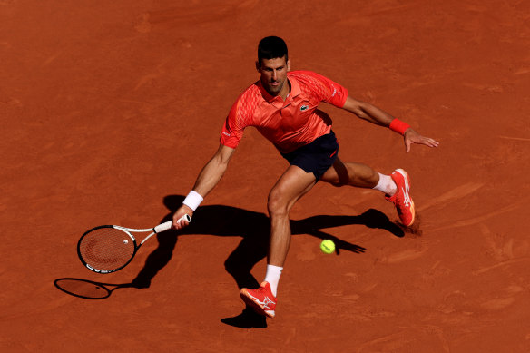 Novak Djokovic in action against Pablo Juan Varillas on Sunday.