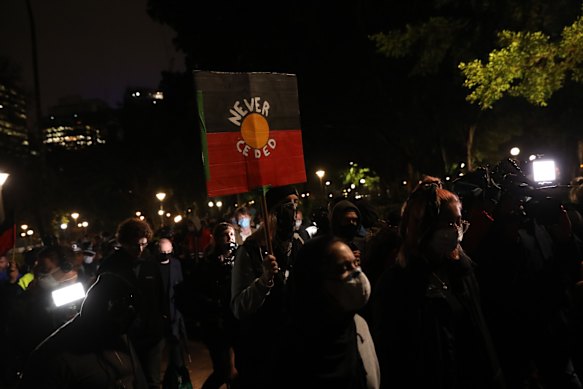 The wet weather didn't stop protesters gathering at Hyde Park on Friday night.