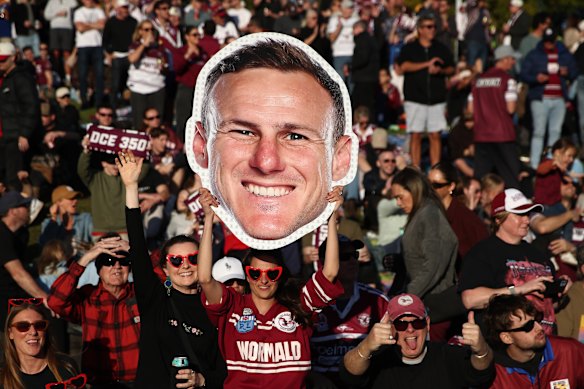 Fans show their support for Daly Cherry-Evans during his 250th game.