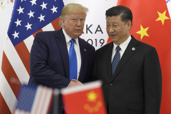 US President Donald Trump and Chinese counterpart Xi Jinping at the G-20 summit in Osaka in 2019.