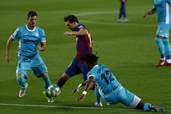 Lionel Messi was at his mercurial best as Barcelona won their first 
 home league game since the coronavirus shutdown.