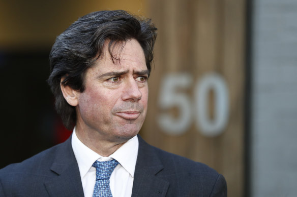 AFL chief executive Gillon McLachlan speaks to the media on Wednesday.