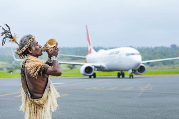 Qantas is flying to Vanuatu for the first time since carrying troops and freight during World War II.